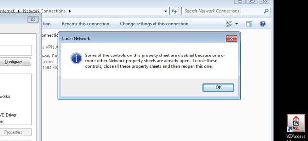 Cannot access network properties in Windows Explorer